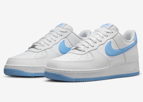 Nike 休閒鞋 Air Force 1 07 男 經典 基本款 北卡藍 皮革 百搭款 全白 FQ4296-100