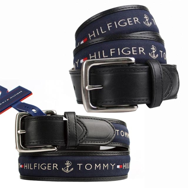 【Tommy】Tommy Hilfiger 男皮帶 皮帶 皮面+帆布經典LOGO設計 銀扣頭／黑色 product thumbnail 8