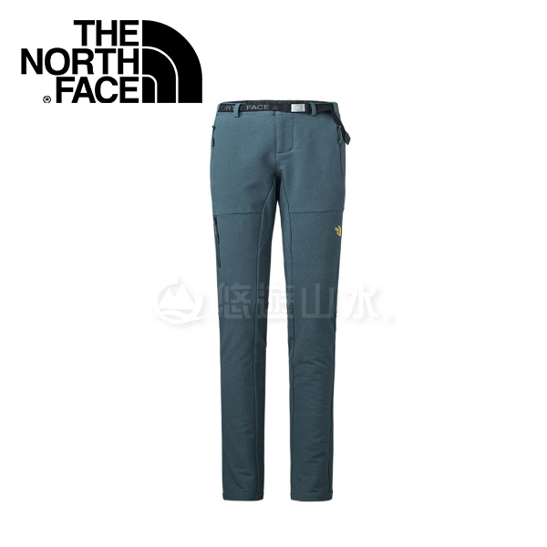 【The North Face 女款 彈性防潑保暖長褲《墨水藍》】364Q40Q/防潑水/抓絨/休閒長褲