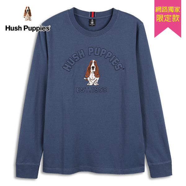 Hush Puppies T恤 男裝立體英文字刺繡狗長袖大學T product thumbnail 3