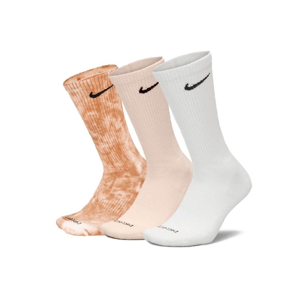 NIKE 襪子 EVERYDAY 白 粉橘 渲染 三雙一組 長襪 FB9948-905