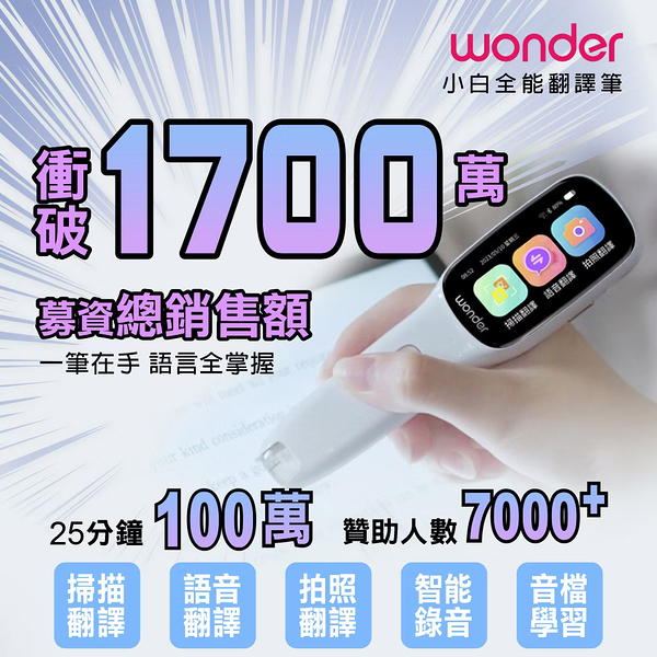 Wonder旺德 小白全能拍照翻譯筆 WM-T21W