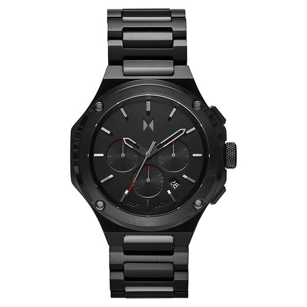【台南 時代鐘錶 MVMT】RAPTOR 八角造型 鋼錶帶 三眼計時男錶 28000149-D 黑 46.5mm