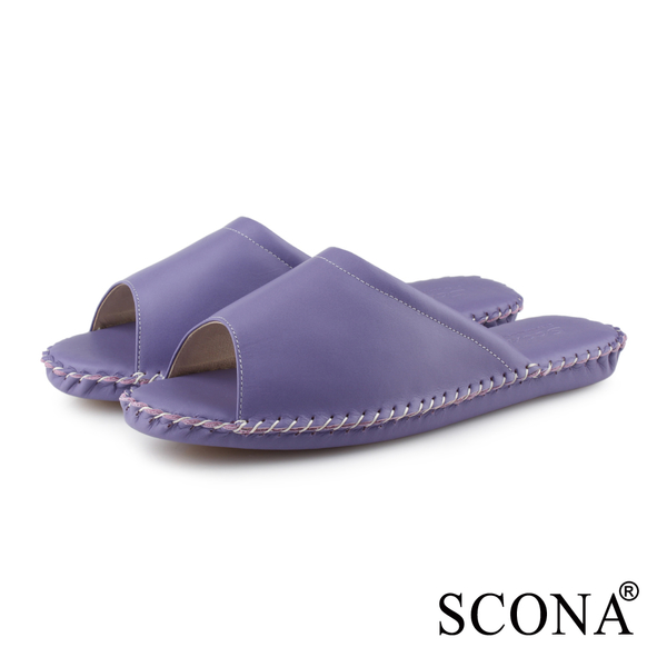 SCONA 蘇格南 全真皮 手縫舒適室內鞋-女款 紫色 9993-4