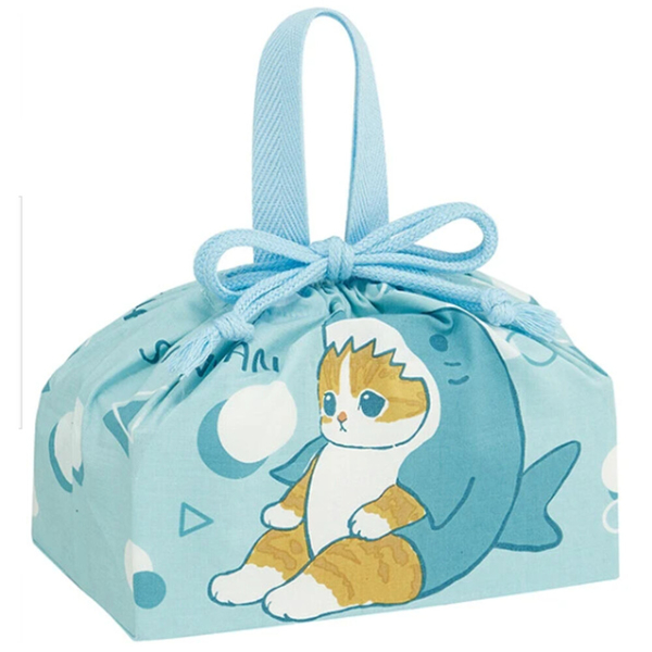 日本製 mofusand插畫貓咪日式便當袋 手提束口便當袋 日式帆布袋 學生餐袋 手提袋 野餐袋 product thumbnail 2