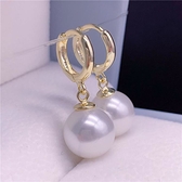 925純銀珍珠耳環 天然淡水珍珠粉 耳釘耳飾簡約耳墜 送媽媽飾品