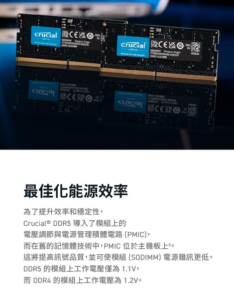 Micron Crucial 美光 DDR5 5600 16G 筆記型 記憶體 CT16G56C46S5 product thumbnail 6