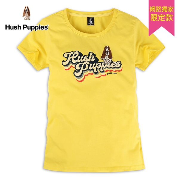 Hush Puppies T恤 女裝復古仿舊品牌印花刺繡狗T恤