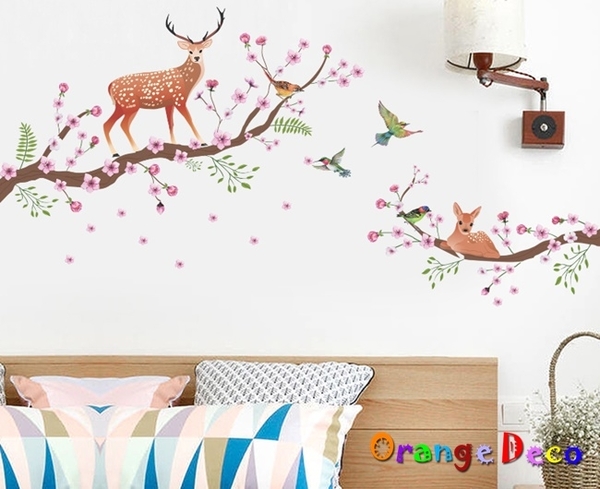 壁貼【橘果設計】梅花鹿 DIY組合壁貼 牆貼 壁紙 室內設計 裝潢 無痕壁貼 佈置