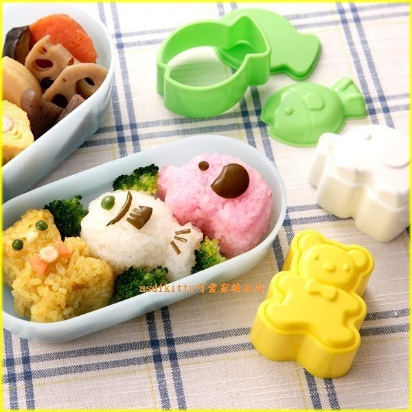 asdfkitty*日本製 TORUNE小熊大象金魚造型飯糰模3入一組-可做鳳梨酥.綠豆糕.壓鬆餅.吐司-正版