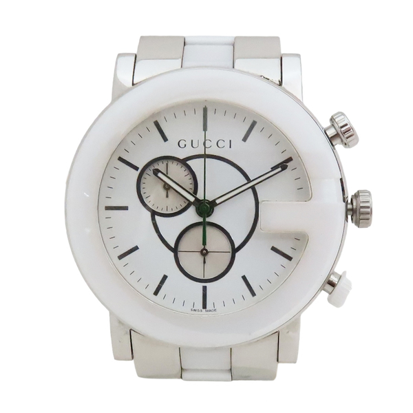 【二手名牌BRAND OFF】GUCCI 古馳 G-Chrono 白色陶瓷 不鏽鋼 石英腕錶 YA101345 product thumbnail 2