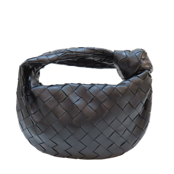 【二手名牌BRAND OFF】BOTTEGA VENETA 寶緹嘉 黑色 羊皮 編織 Mini Jodie 手提包 651876 product thumbnail 2