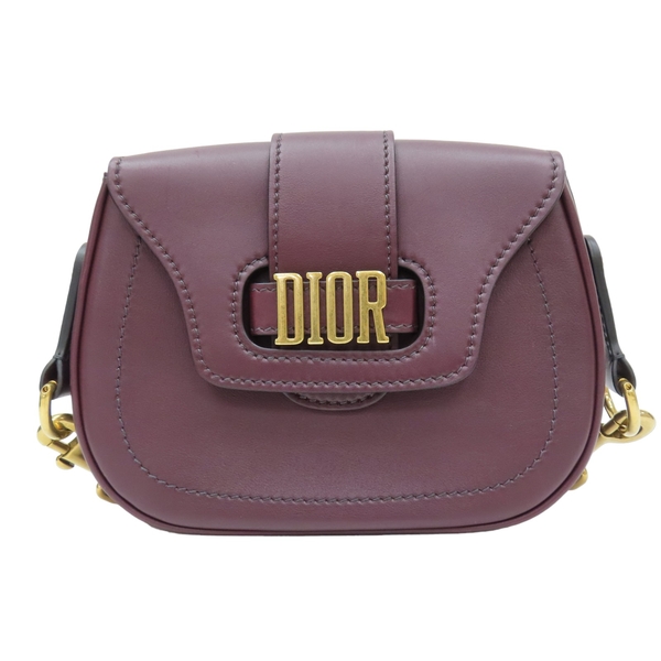 【二手名牌BRAND OFF】Dior 迪奧 酒紅色 牛皮 D-FENCE BAG 肩背包 金扣