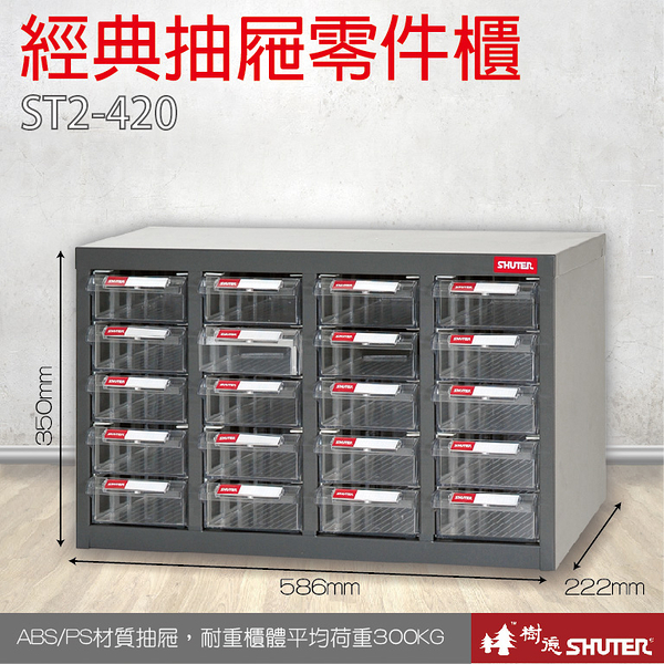 【經典抽屜零件櫃】樹德 ST2-420 20格抽屜 裝潢 水電 維修 電子 3C 包膜 精密 車床 電器