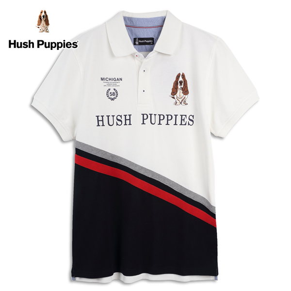 Hush Puppies POLO衫 男裝斜剪接拼接雙LOGO短袖POLO衫 product thumbnail 2