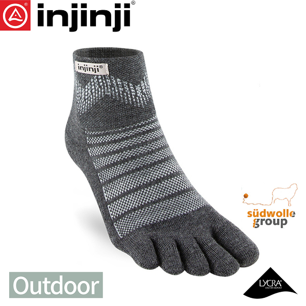 【INJINJI 美國 Outdoor戶外避震羊毛五趾短襪 NX《石板灰》】NAA7594/五指襪/登山健行襪/羊毛襪