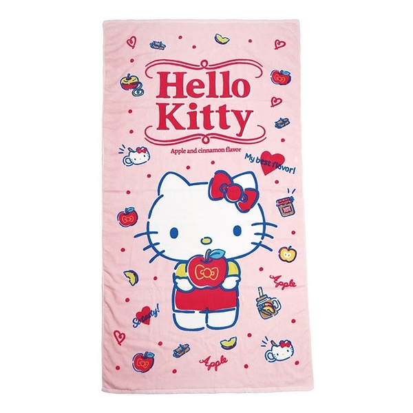 小禮堂 Hello Kitty 棉質浴巾 70x140cm (粉拿蘋果款) 4711198-672974