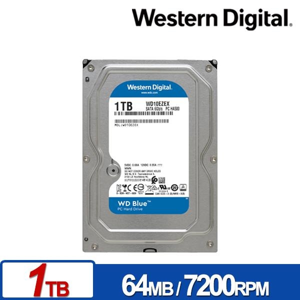 WD 藍標 1TB 3.5吋 SATA硬碟 WD10EZEX product thumbnail 2