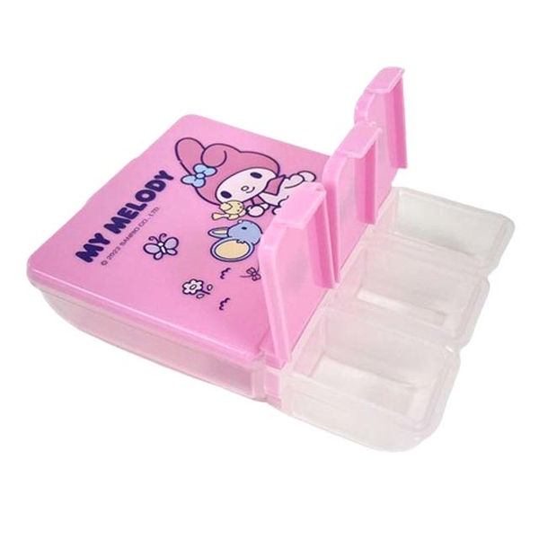 小禮堂 美樂蒂 塑膠方形四格藥盒 (粉坐姿款) 4713791-842358 product thumbnail 3