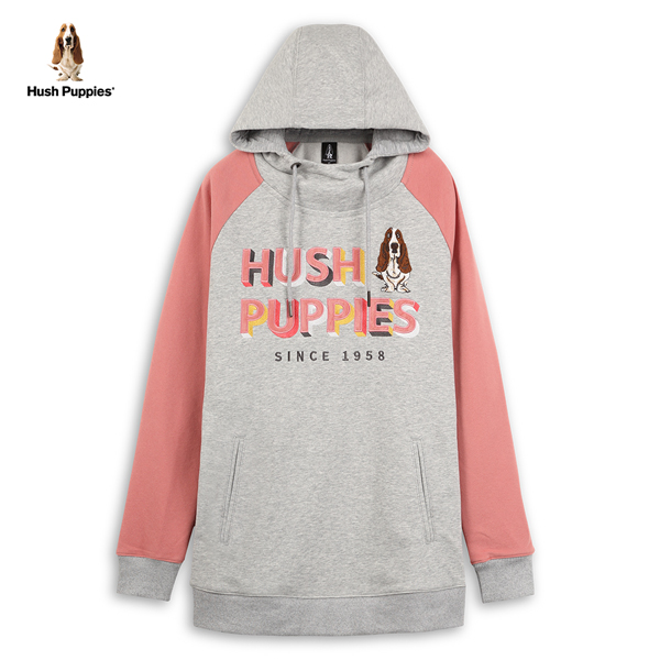 Hush Puppies 帽T 女裝立體配色文字刺繡休閒帽T