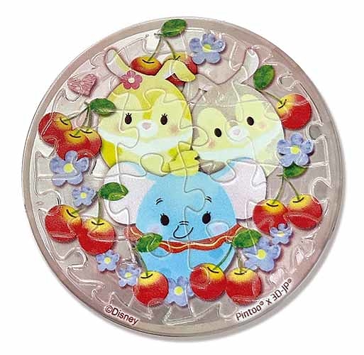 迪士尼Disney Ufufy 水果花卉系列 透明磁鐵拼圖(16片/圓形)-櫻桃