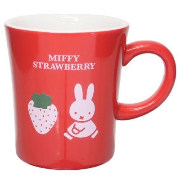 小禮堂 米飛兔 陶瓷馬克杯 270ml (白紅草莓款) 4964412-404619