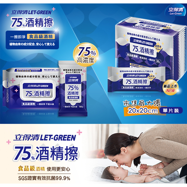 立得清75%酒精擦濕紙巾(50抽75%x12包) product thumbnail 3