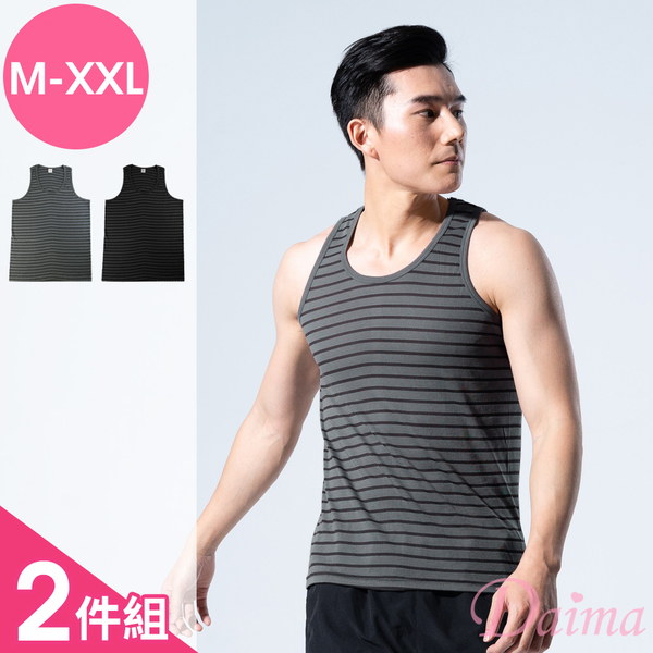 黛瑪Daima (M~XXL)MIT竹炭條紋衫極致型男排汗背心(超值2件組) product thumbnail 2