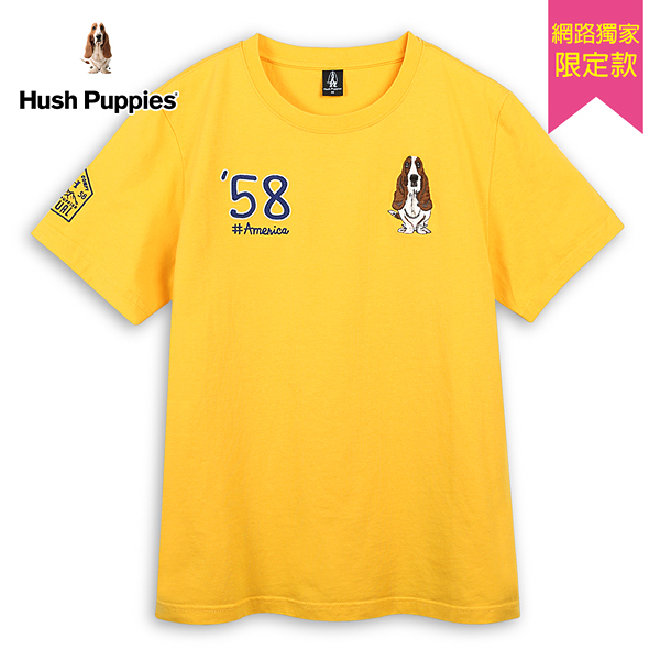 Hush Puppies T恤 男裝素色58毛線繡刺繡狗T恤