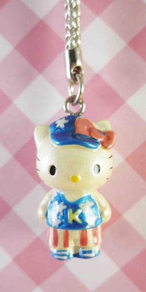 【震撼精品百貨】Hello Kitty 凱蒂貓~限定版手機吊飾-根付(美國藍白星)