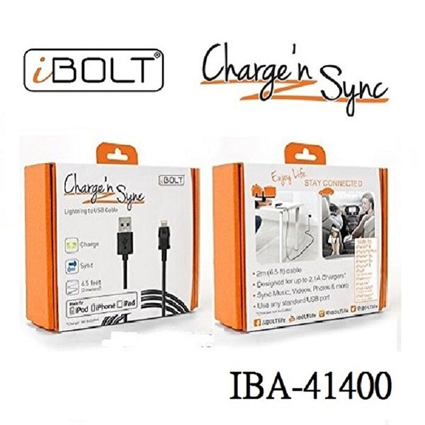 iBOLT Charge’n Sync Lighting to USB Cable -2M長 / Apple認證 快速充電/傳輸線