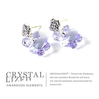 新光飾品-紫色魅影小花水晶耳環