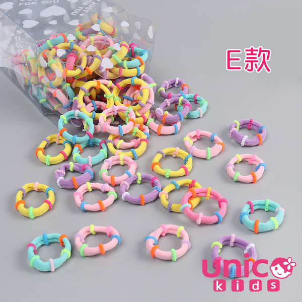 [時時樂限定] UNICO 兒童 甜心基本款40-100條多款樣式髮圈/髮繩罐裝 product thumbnail 4