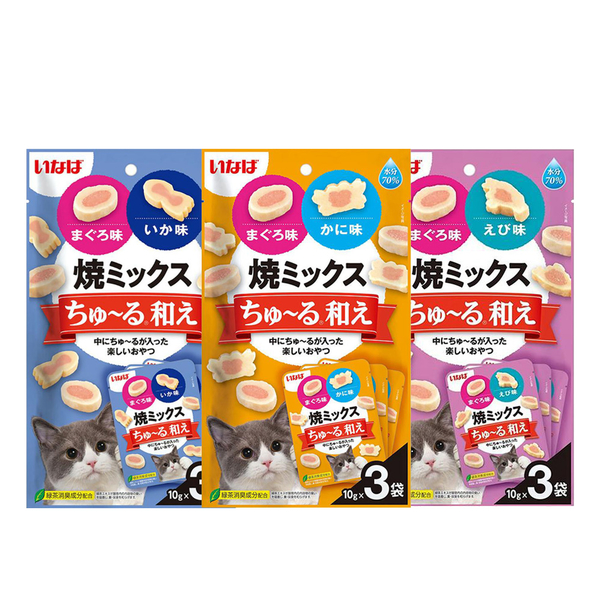 日本 INABA 綜合味肉泥夾心燒 10gx3包 軟零食70%水分 貓點心 貓零食『寵喵樂旗艦店』 product thumbnail 2