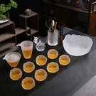 茶具套裝 磨砂玻璃茶具套裝琉璃蓋碗茶杯高檔功夫茶具日式輕奢泡茶整套