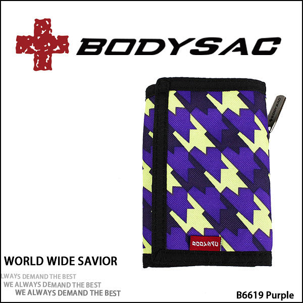 Colorful 機能性 潮流三折皮夾  (附背帶/手機吊繩) 千鳥紫 AMINAH~【BODYSAC B6619】