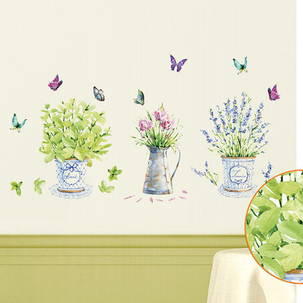 壁貼 蝴蝶花瓶 創意壁貼 無痕壁貼 壁紙 牆貼