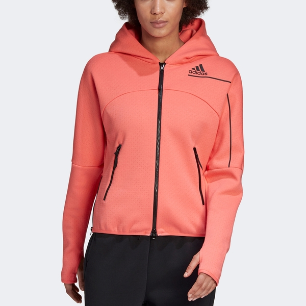 ADIDAS Z.N.E. HOODIE 女裝 外套 連帽 寬版 拉鍊口袋 運動 休閒 橘紅【運動世界】GM3280 product thumbnail 2