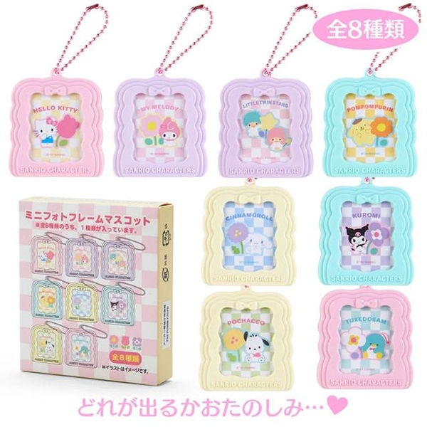 小禮堂 Sanrio 三麗鷗 造型相框吊飾 全套8入盲盒 (一直走花路吧)