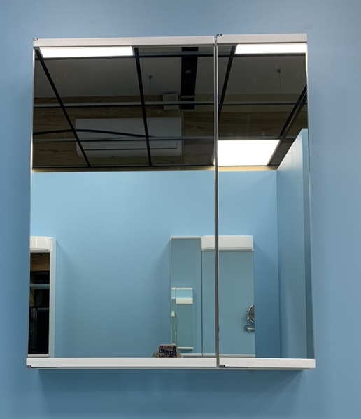 【Leaderya】(含運)台灣製 60cm 日式雙鏡門邊格收納鏡櫃 浴室鏡櫃 鏡櫃 多格收納 鏡面無除霧 (LAMB-60A)