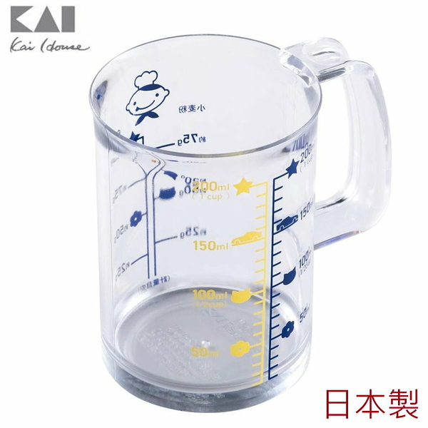 asdfkitty*日本製 貝印 小廚師 量杯-200ml-粉類.液體都可量-可用於洗碗機和烘碗機-日本正版商品