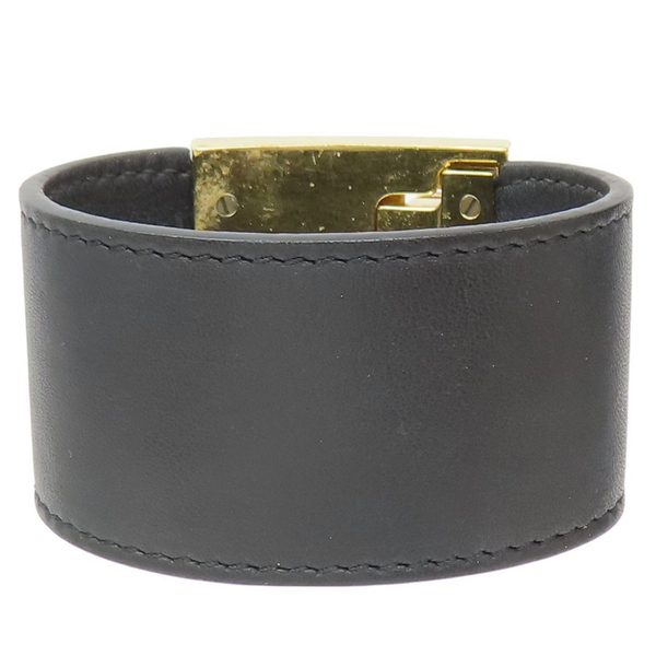 【二手名牌BRAND OFF】Salvatore Ferragamo 費拉格慕 黑色 牛皮 Wide Gancio Cuff 手環 product thumbnail 2