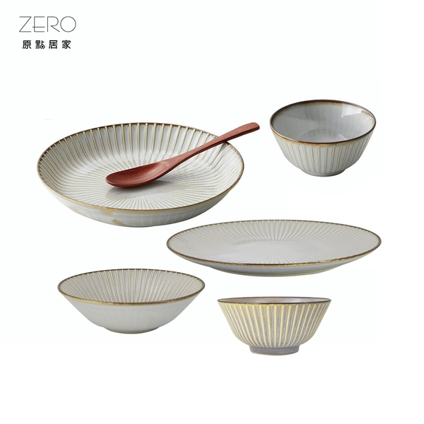 日本美濃燒 M-MODE 窯變釉 簡約十草紋 日本製 大飯碗 湯盤