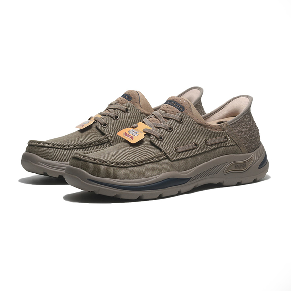 SKECHERS 休閒鞋 ARCH FIT MOTLEY 卡其色 瞬穿 帆船鞋 男 205203TPE