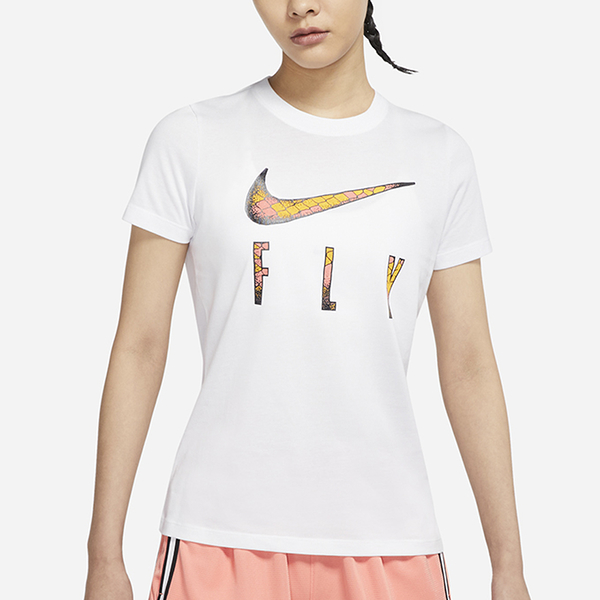 NIKE Dri-FIT Swoosh Fly 女裝 短袖 籃球 輕盈 乾爽 針織 印花 白【運動世界】DN3049-100