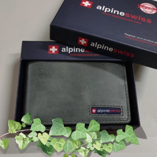 【ALPINE SWISS】瑞士+ 男皮夾 短夾 麂皮 雙鈔夾 品牌盒裝／仿舊灰 product thumbnail 6