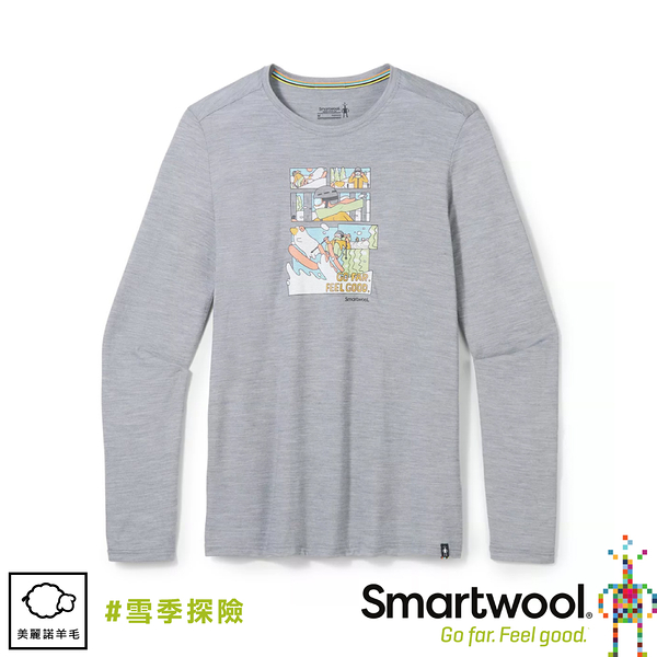 【SmartWool 美國 男 塗鴉長Tee/雪季探險《淺灰》】SW016676/登山/保暖長袖/長T