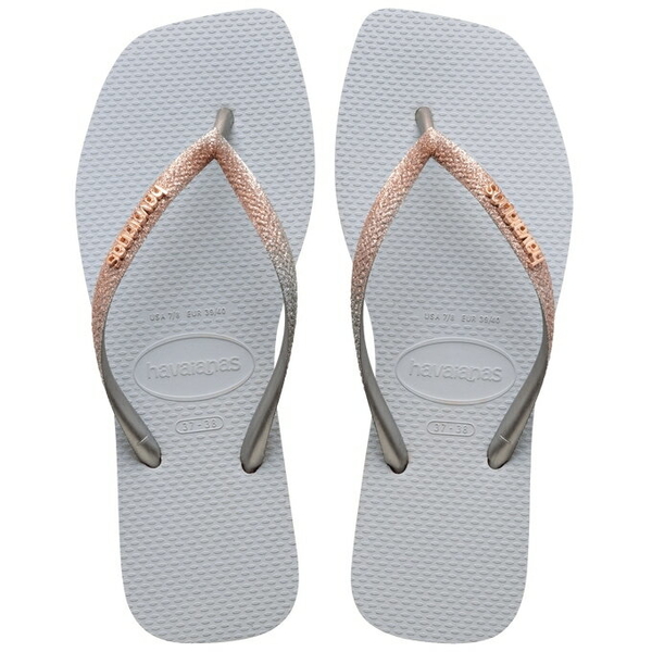 havaianas 哈瓦士 巴西人字拖 女款 slim square glitter 方頭漸層銀 拖鞋 夾腳拖【南風百貨】