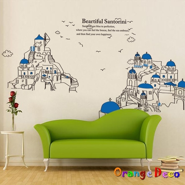 壁貼【橘果設計】愛琴海 地中海 DIY組合壁貼 牆貼 壁紙 壁貼 室內設計 裝潢 壁貼