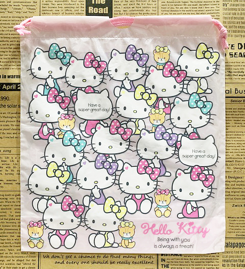 【震撼精品百貨】Hello Kitty 凱蒂貓~HELLO KITTY日本SANRIO三麗鷗KITTY縮口袋/購物袋-滿版粉*30348